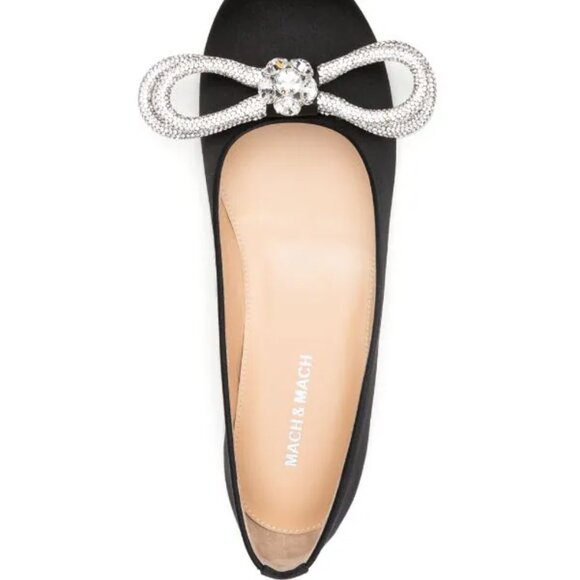 MACH & MACH Double Bow Satin Ballerina Shoes - EUR 38 (US 8) - Picture 4 of 9